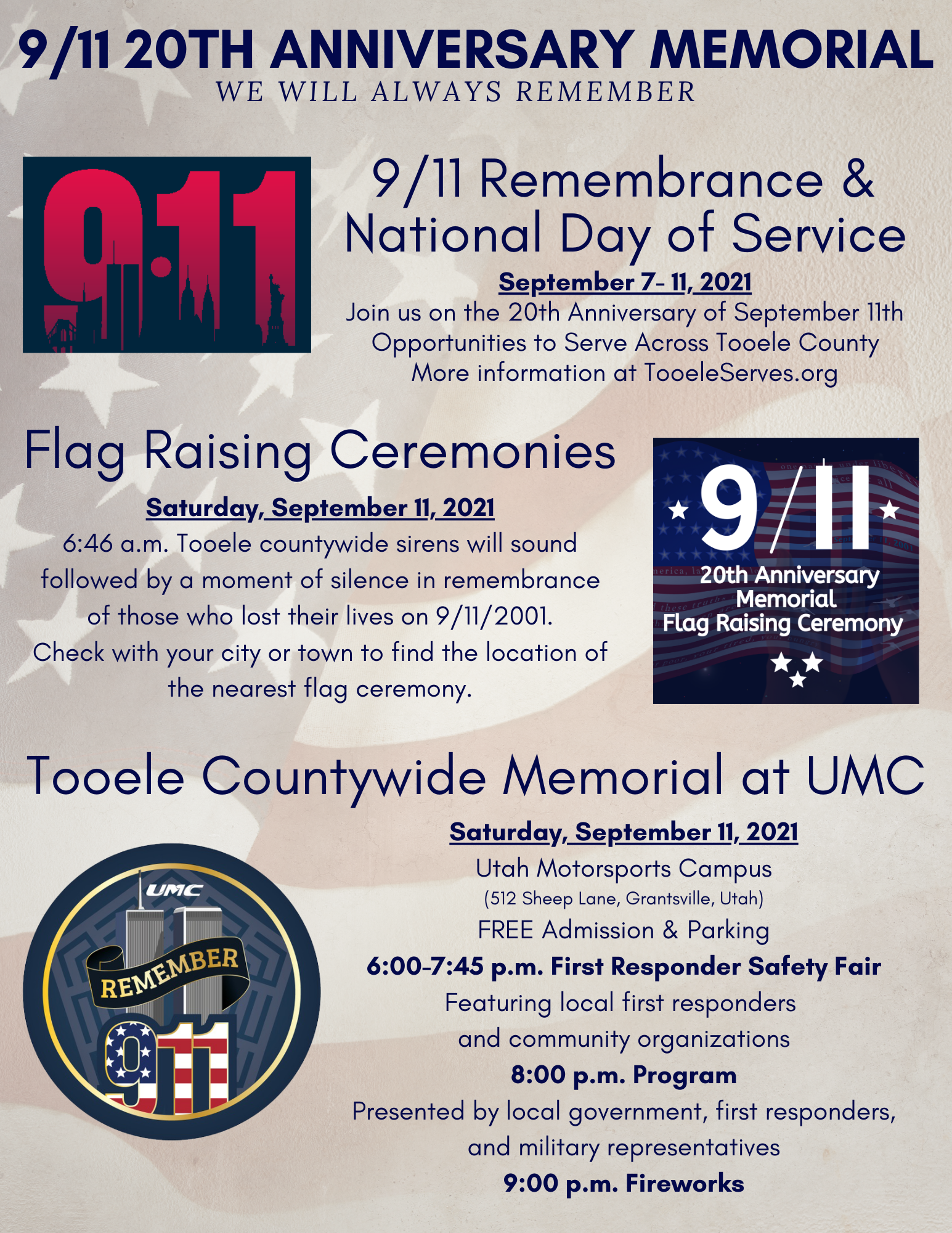 9-11 20th Anniversary Event Flyer